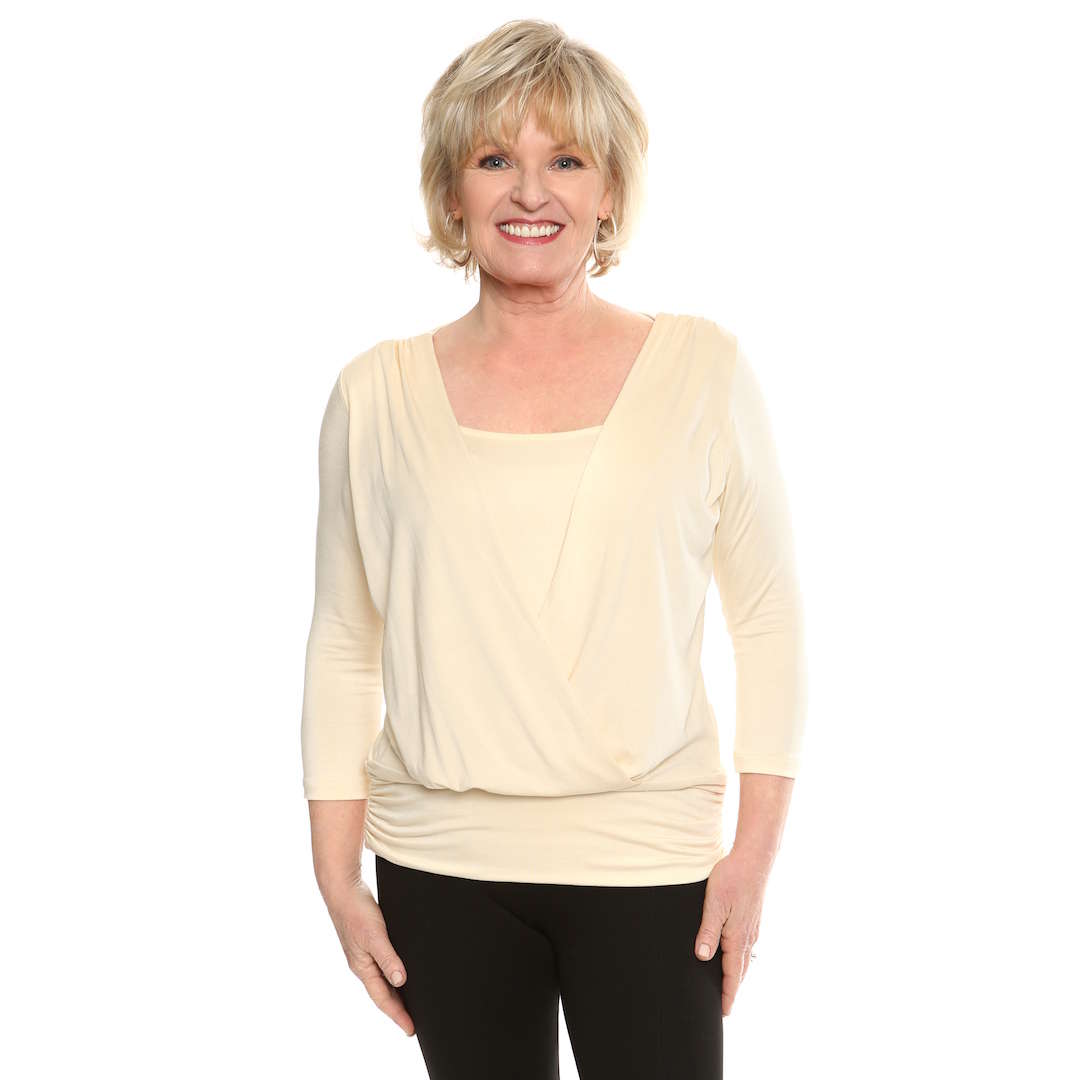 Flattering Wrap Over womans top