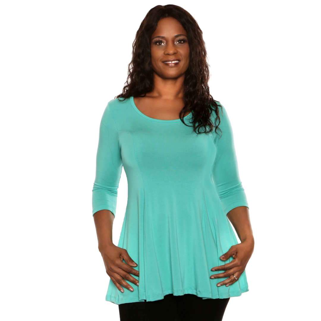 Fit and flare women's top in aqua on sale