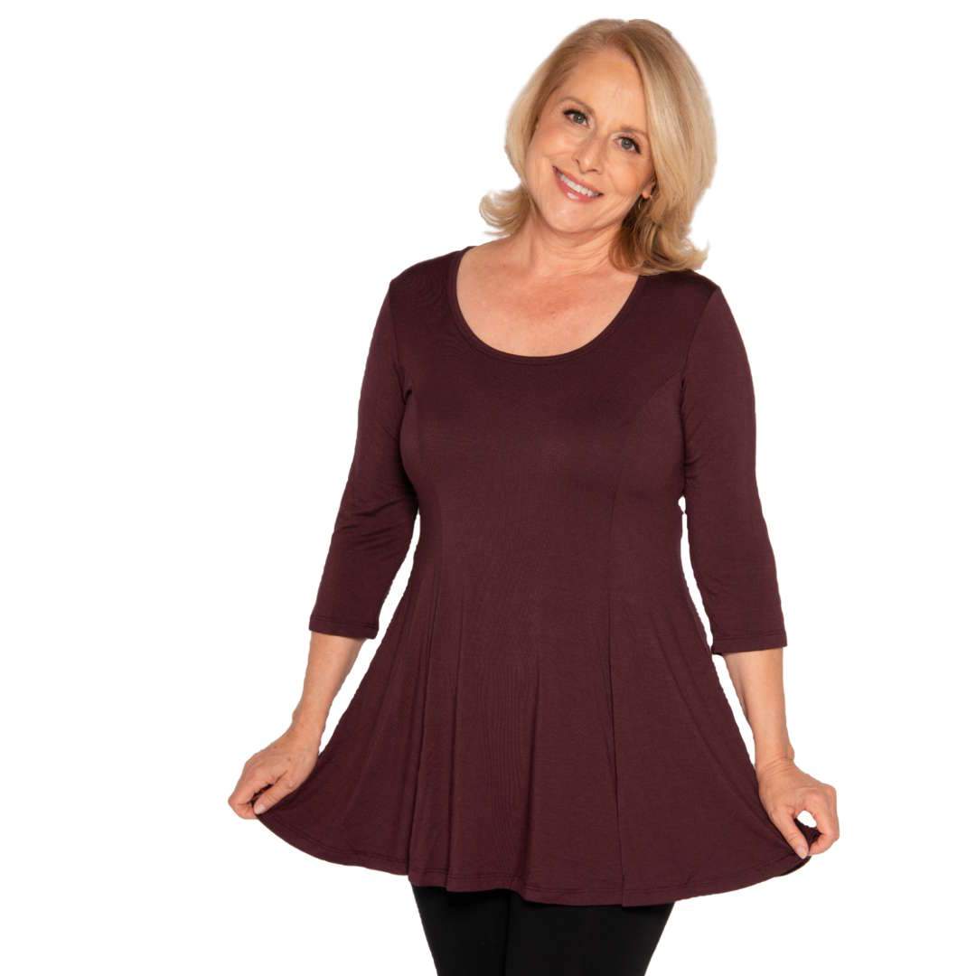 Fit and flare women's top in maroon on sale