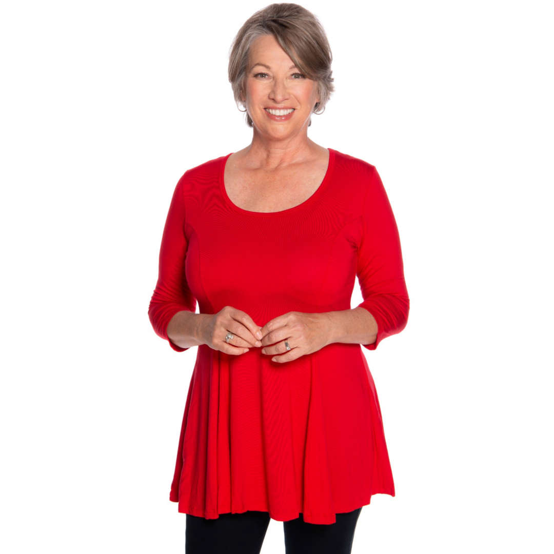 The fun and flirty fit and flare women's top in red