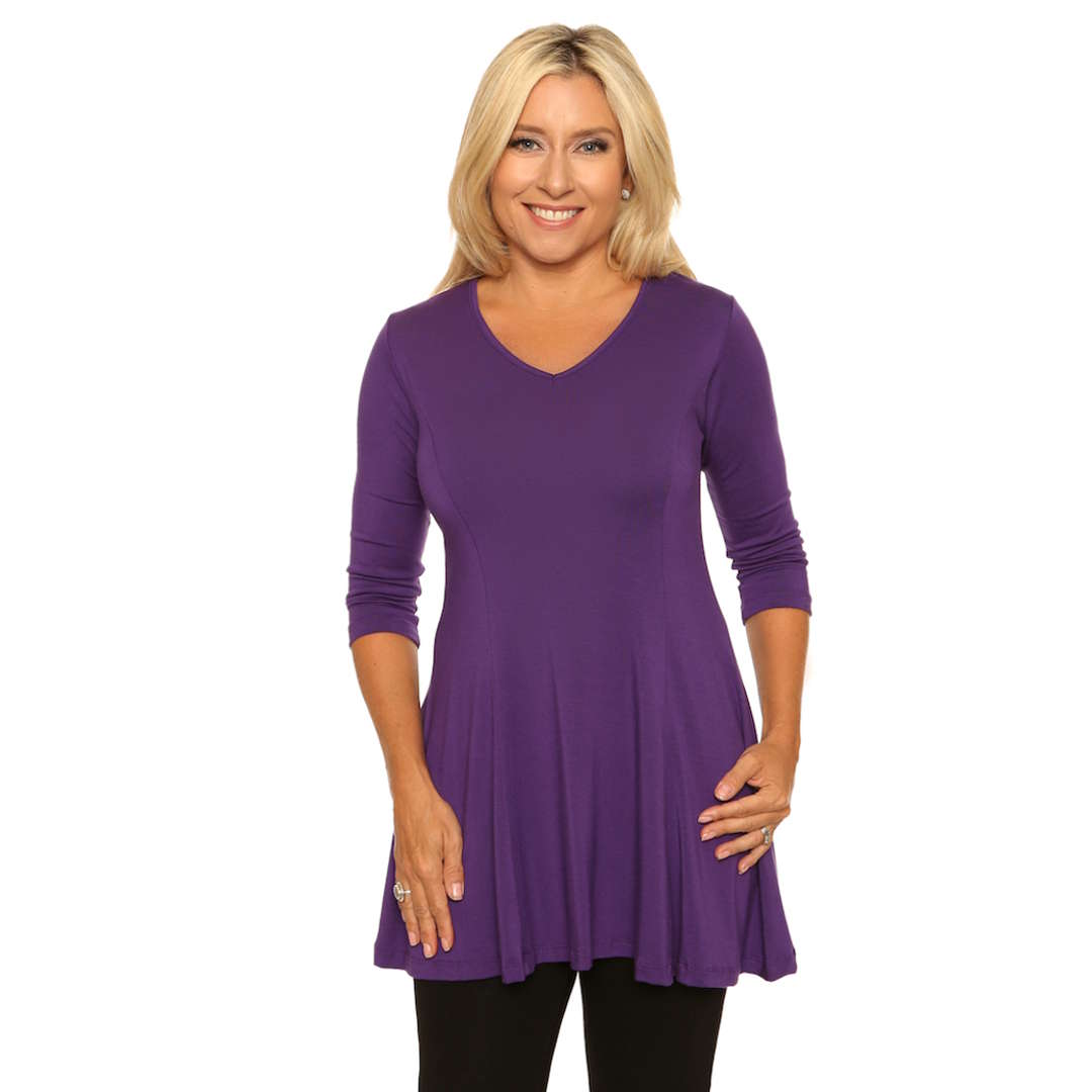 Violet v-neck fit and flare women's top