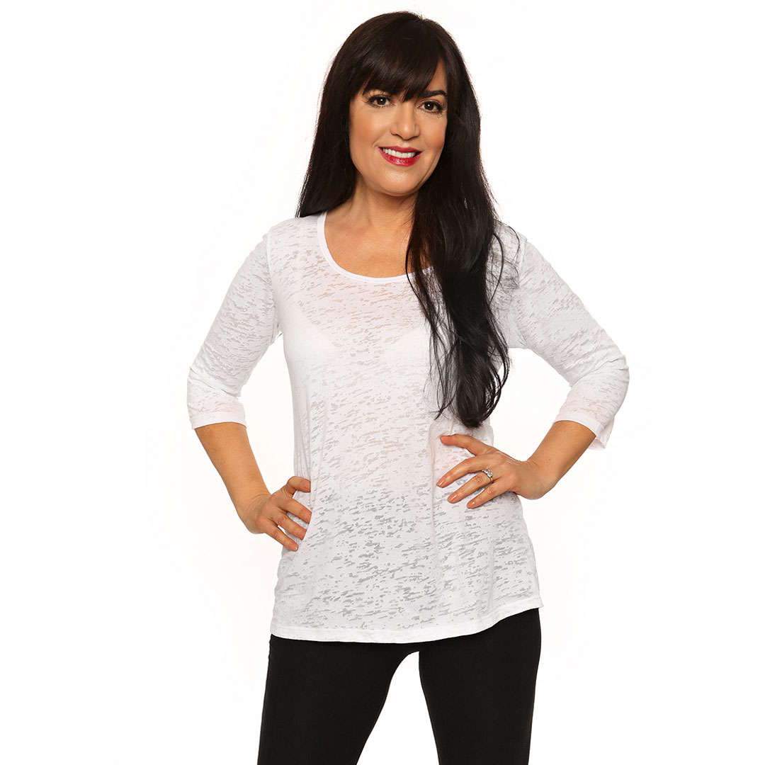 Burnout fabric womens tops on sale