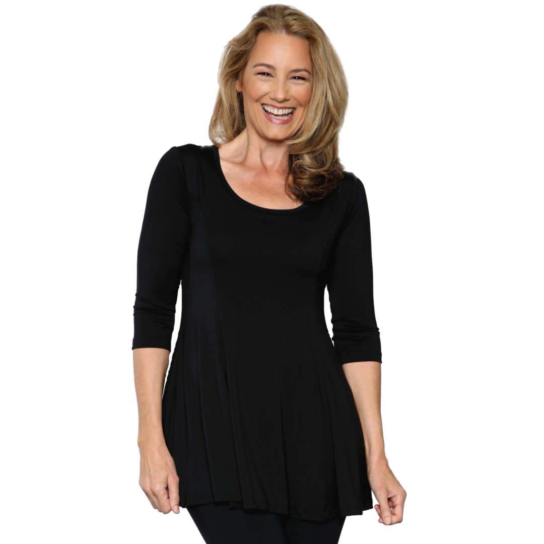 The fun and flirty fit and flare women's top in black
