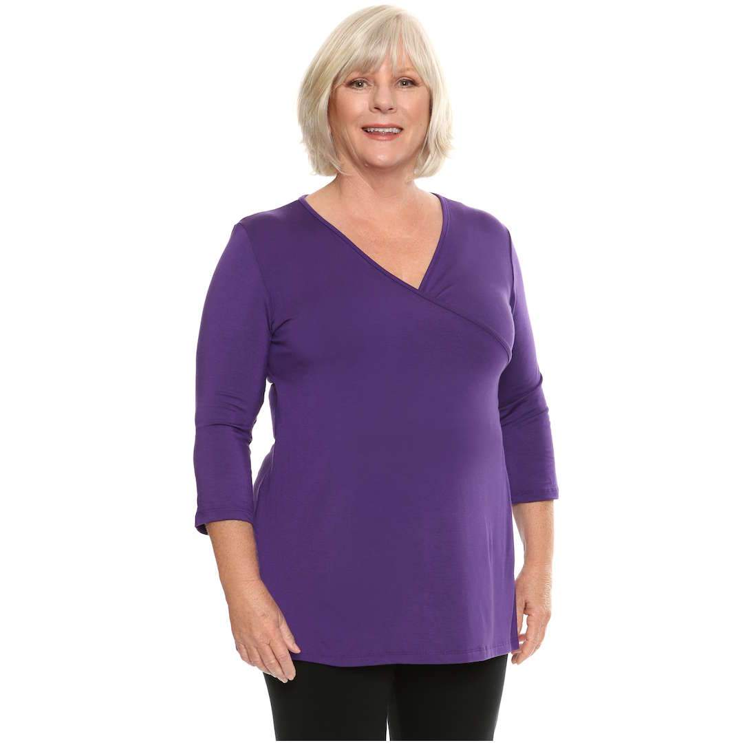 Cross over womens top A-line in violet