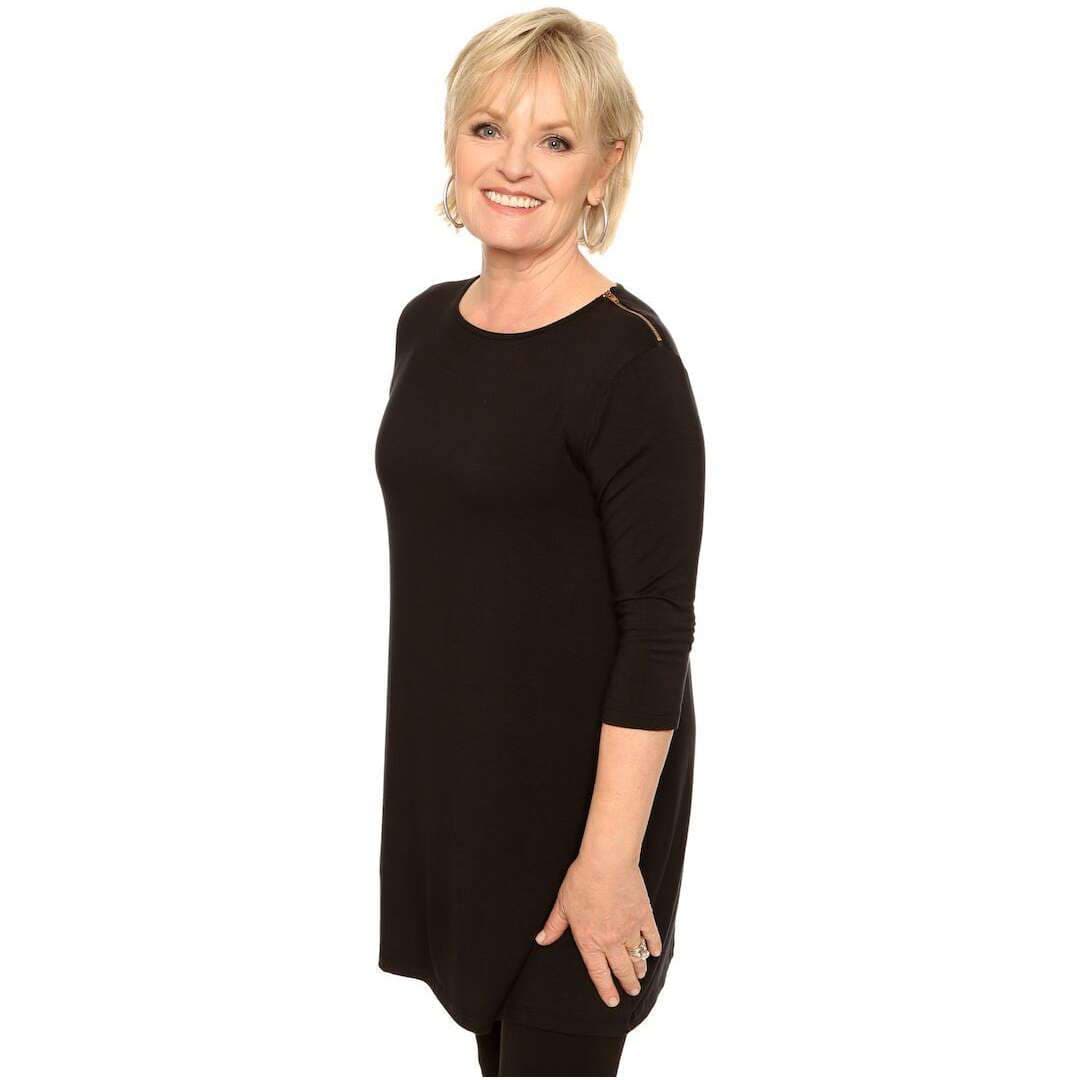 black women's tunic with shoulder zip for extra style