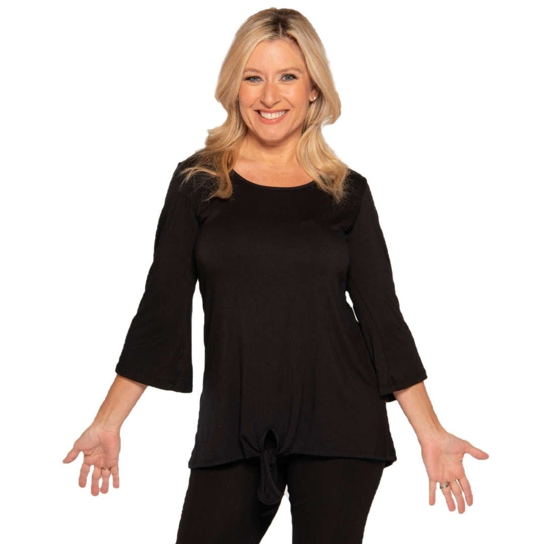 Black knotted bottom women's top